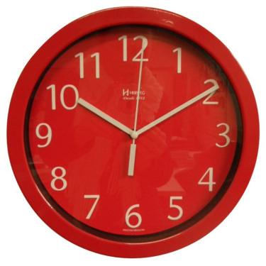 Imagem de Relógio 6718 de Parede Alumínio 25 cm Vermelho Vidro Herweg