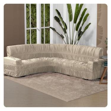 Imagem de Capa para Sofá de Canto 6 Lugares Elasticada Lisa Malha - LENHARO ENXO