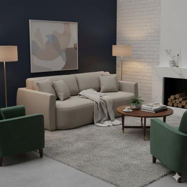 Imagem de Sofá Cama 4 Lugares 256cm para Sala de Estar Italia Bege