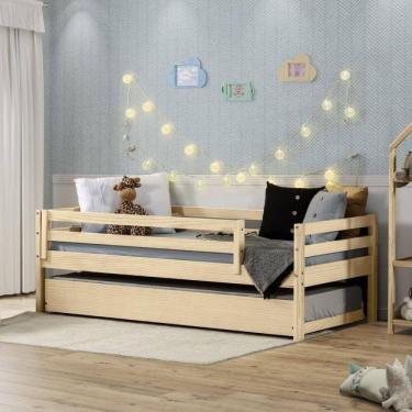 Imagem de Bicama Solteiro Infantil Prime com Grade de Proteção Casatema Marroml