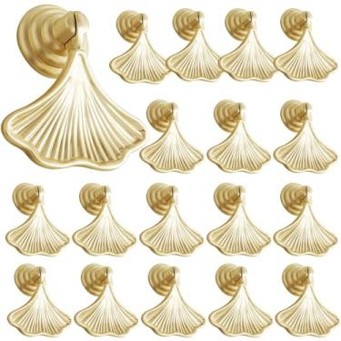 Imagem de 18 peças de puxadores de armário de liga de zinco dourado estilo francês, puxadores de gaveta em forma de leque para guarda-roupa, cômoda e armário