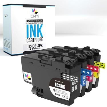 Imagem de CMYi LC406 cartuchos de tinta combo de substituição para impressora Brother MFC-J4335DW J4340DW J4345DW J4535DW J4540DW J5855DW J5955DW J6555DW J6955DW J6955DW (1 preto, 1 ciano, 1 magenta, 1 amarelo)