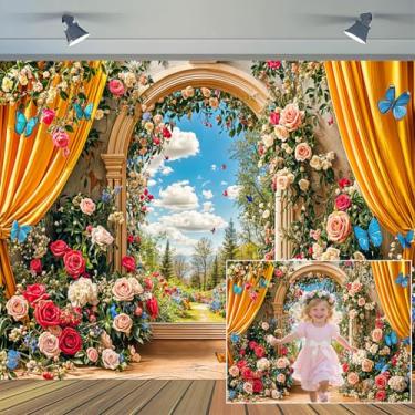 Imagem de 2,1 x 1,5 m Fundo de floresta encantada primavera jardim das maravilhas flor borboleta fundo ao ar livre meninas crianças chá de bebê casamento campista decoração festa banner adereços foto