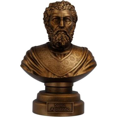 Imagem de Estátua Busto Santo Agostinho de Hipona (Cor Cobre Antigo)
