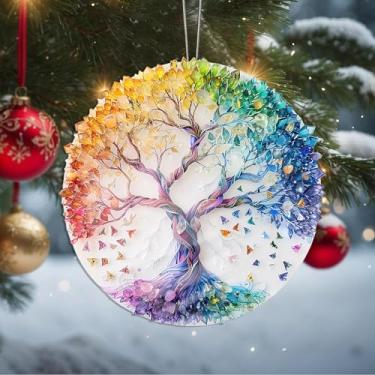 Imagem de Enfeites de Natal, árvore de cristal, enfeites de árvore de Natal feitos à mão, decoração de carro e casa - presentes de Natal, decoração de artesanato em acrílico, ideias de troca de presentes para