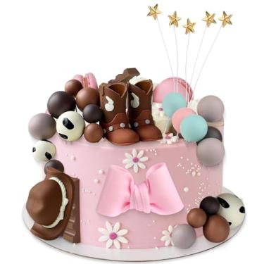 Imagem de Botas ou arcos Topo de bolo - Botas ou arcos com tema ocidental, decorações de revelação de gênero, caubói vaqueira, menino e menina, decoração de bolo, artigos de festa para chá de bebê, festa de