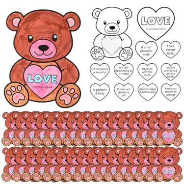 Imagem de Tinlade Valentines Day Cards Craft 24pcs Bear Glass Jars with 360 Love Heart Classroom Valentine Greeting Cards Candy Holder for School Gift Exchange 15 Designs