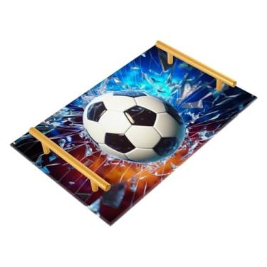 Imagem de Wassud Bandeja de banheiro de futebol quebrada, bandejas de perfume, alça de maquiagem, cômoda, quarto, cozinha, bancada, mesa, 30 x 20 cm