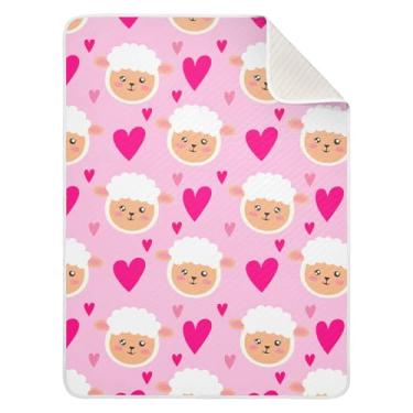 Imagem de Wassud Manta de ovelha fofa para meninos e meninas, cobertor para bebês recém-nascidos, cobertores macios para bebês 76 x 101 cm