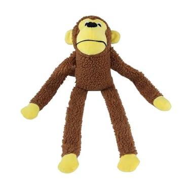 Imagem de Lovely Vibe Macaco de Pelúcia XG, 44 cm, Braços e Pernas Longos, Marrom e Amarelo, Brinquedo Interativo para Cães de Grande Porte