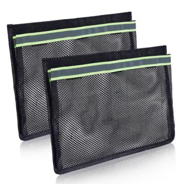 Imagem de MAYJOYDIY 2 peças de saco de malha de armazenamento de barco 35,5 cm × 25,4 cm, organizador marítimo autoadesivo, refletivo, universal, sacos de rede de armazenamento de barco com forte suporte