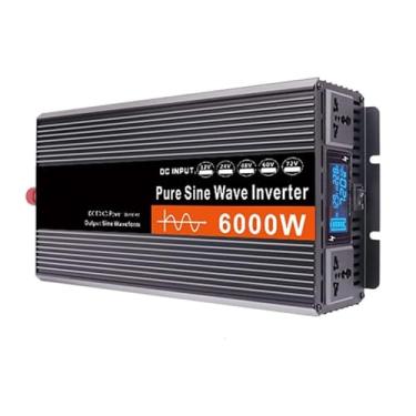 Imagem de HENGJINGTR Inversor de potência de onda sinusoidal pura de 6000W, com 2 saídas de CA, LCD Display 12V-72V DC para conversor de CA de 120V / 240V, para casa, RV e fora da rede solar,72V to 230V