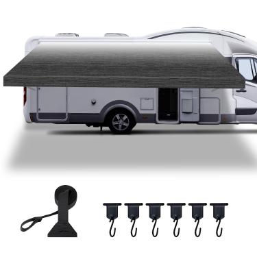 Imagem de K-Musculo Substituição De Tecido Para Toldo Rv, Trailer Resistente Com Alça Puxar, Cobertura Universal Áreas Externas Trailer, E Motorhome (5,5 M, 5,1 M) Em Gradiente Cinza