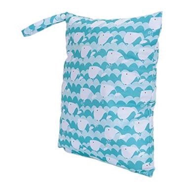 Imagem de Cryfokt Saco de Fraldas de Pano para bebê, Bonito, à Prova D'água, Reutilizável, Sacos Secos e Molhados Com 2 Bolsos Com Zíper, para Armazenamento de Viagem (baleia branca)