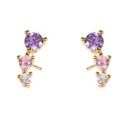 Imagem de Brinco Ear Cuff Pedra Zirconia Infantil Pequeno - Dourado - De Castro 