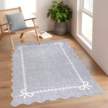 Imagem de GarveeHome Tapete de laço recortado para sala de estar, tapete cinza sólido para dormitório, tapetes laváveis, 10 x 15 cm, tapetes macios de pelo baixo, antiderrapante, para decoração de quarto de