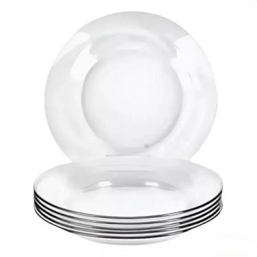 Imagem de Jogo de 12 Pratos de Fundo de Vidro - Aparelho de Jantar Completo para Mesa Posta, Refeições Diárias e Convidados (Prato Liso)