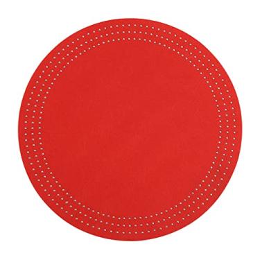 Imagem de 5 peças de jogo americano redondo hotel restaurante mesa de jantar acessórios de cozinha decorações (cor: vermelho)