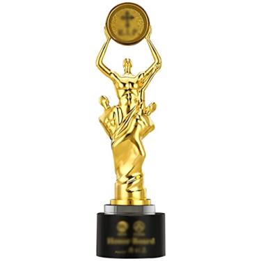 Imagem de Troféus de Prêmio Taça de Prêmio Troféu Trabalho em Equipe Honra Troféu com Caixa de Presente, Ornamentos de Sala de Estar Criativos Dourados, Material de Metal Troféu Vencedor para Esportes (Cor