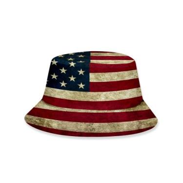 Imagem de Bucket Hat Americans Flags Anime Unissex Beach Fisherman - Yiweisai