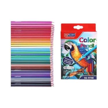 Imagem de Conjunto De Lápis Coloridos Com 48 Cores E Suporte Triangular Para Des