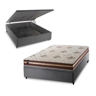Imagem de Cama Box Baú Chicago 138x188 Cinza Espuma D33 King House