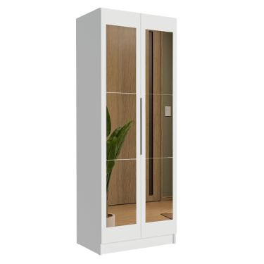 Imagem de Guarda-roupa Modulado 2 Portas Com Espelho 2 Gavetas 1 Cabideiro Branco Neo Madesa Branco