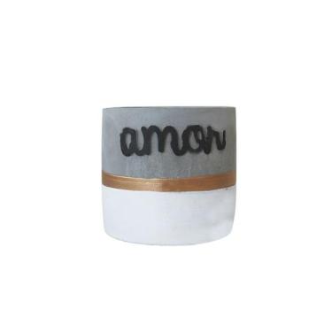 Imagem de Vaso de cimento com frase amor 10x9cm - Quero Presentear
