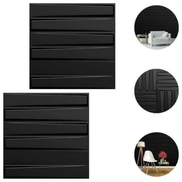 Imagem de 2 Placas 3D PVC Preto Decoração Revestimento de Parede 50cm - Chinatow