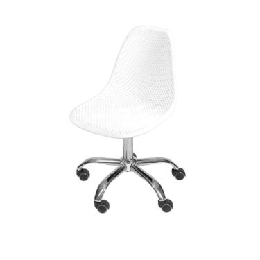 Imagem de Cadeira de Escritório Secretária Colmeia Branca e Cromada