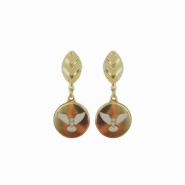 Imagem de Brinco Formato Pingente Espirito Santo Folheado Ouro 18k Antialérgico