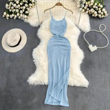 Imagem de Vestido Longo Azul e Roxo - Malha, Sem Alças e Cintura Elástica - Idea