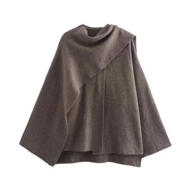 Imagem de Casaco Feminino Oversize De Tricô Para Outono/Inverno, Casual, Elegant