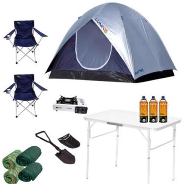 Imagem de Barraca de camping p/5 pessoas c/5 pessoas com 5 colchonete + cadeira 
