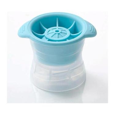 Imagem de Forma de Gelo Redonda com Tampa Molde de Gelo Esfera Azul para Drinks 
