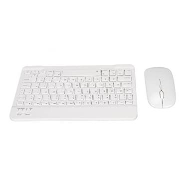 Imagem de Teclado Mouse Combo, 800 1200 1600DPI 4 Teclas Mouse Conexão Bluetooth Teclado Ultrafino para Computadores de Telefone Tablet de Escritório em Casa(Branco)