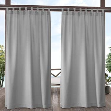 Imagem de Exclusive Home Curtains Par de painel de cortina superior liso para ambientes internos/externos, 137 x 241 cm, cinza nuvem