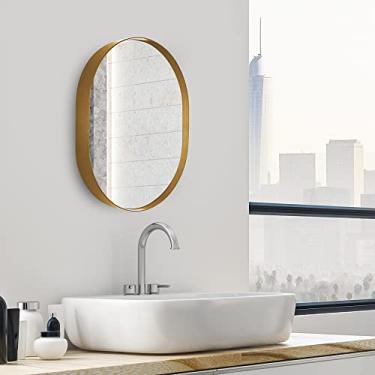 Imagem de Espelho Oval Madrid Dourado Decoração Quarto Sala Banheiro Hall 50x40cm