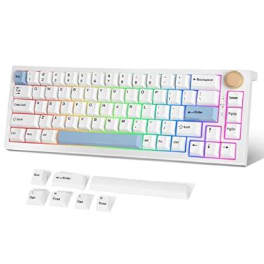 Imagem de FANTECH MAXFIT67 Teclado mecânico para jogos personalizado de 3 modos RGB retroiluminado, 65% (67 teclas) Hot Swappable Tipo-C com fio teclado mecânico virado a sul, interruptor amarelo, branco