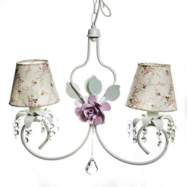 Imagem de Potinho de Mel Lustre Com 2 Lâmpadas Imperial Quarto Bebê Infantil Menina Rosa