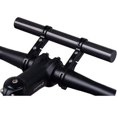 Imagem de JPOJPO Extensor de guidão de bicicleta, braçadeira de extensão para velocímetro de bicicleta, suporte de lâmpada de farol de fibra de carbono 20 mm, preto