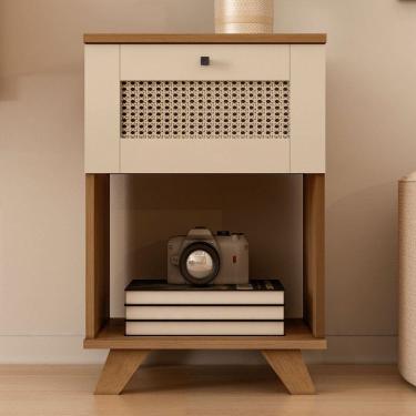 Imagem de Mesa de Canto Decor 1 Gaveta Cinamomo/Off White - Artely Móveis