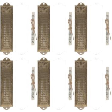 Imagem de Garneck 6 conjuntos religiosos pergaminho sagrado hannukah mezuza casa mezuzá kippah para Jerusalém Shema Mitzvah presente moldura de porta messiânica cabides de tefilin mezuzá liga decoração exterior