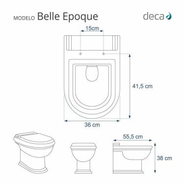 Imagem de Assento Sanitario Fechamento Lento Belle Epoque Branco Para Vaso Deca