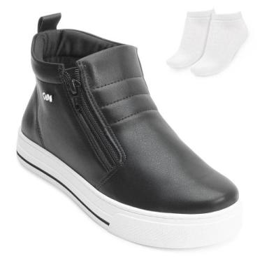 Imagem de Tênis Botinha Via Marte e Meia VM24-03000, 35, Preto, Branco