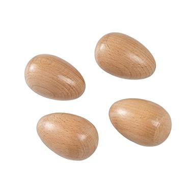 Imagem de Saleiro de ovos de madeira, 4 peças musfunny para maracas de madeira, instrumento de percussão manual para festa de educação musical, prêmios de sala de aula (madeira natural)