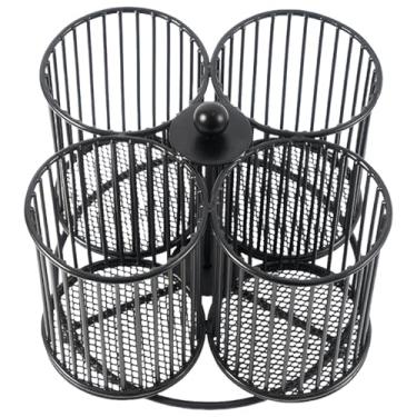 Imagem de Porta-lápis giratório para mesa, porta-s giratório | Organizador de marcadores 4 compartimentos | Multi-funcional grande desktop recipiente organizador de mesa para a escola
