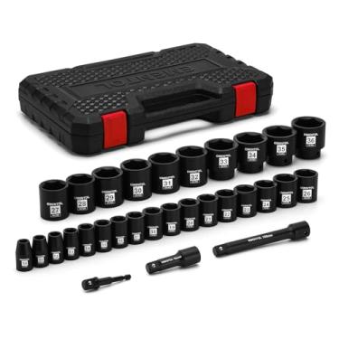 Imagem de EMENTOL Conjunto de soquetes de impacto padrão de 30 peças, CR-MO, métrico, 10 mm - 36 mm, inclui barras de extensão Imapct de 7.6 cm e 15.2 cm, adaptador de broca de 1/10.2 cm-1/5.1 cm