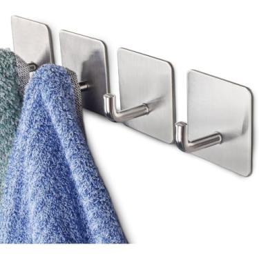 Imagem de Kit 2 Ganchos Inox Adesivo 3m Cabide De Parede Autocolante(Cinza)