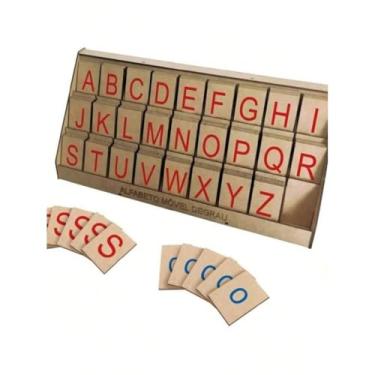 Imagem de Brinquedo Educativo Para Alfabeto Móvel Degrau 130 Peças Montessoriano